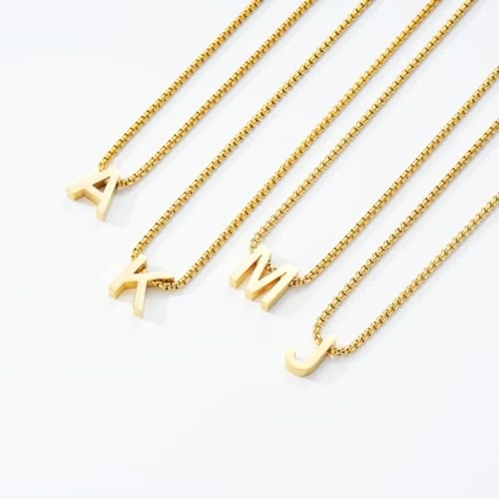 Kids Stainless Steel Initial Necklace Adjustable Chain Personalized Gift